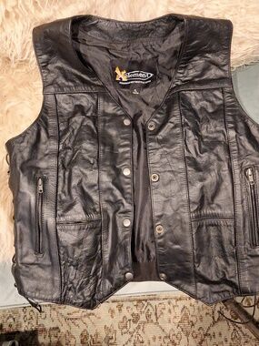 Xelement Motorcycle Gear Black Leather Woman’s Vest- XL